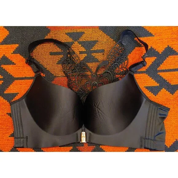 NEW Doosinki Women's Plus Size Black Butterfly Bra Front Close. Wireless. 42/95 - Picture 1 of 6